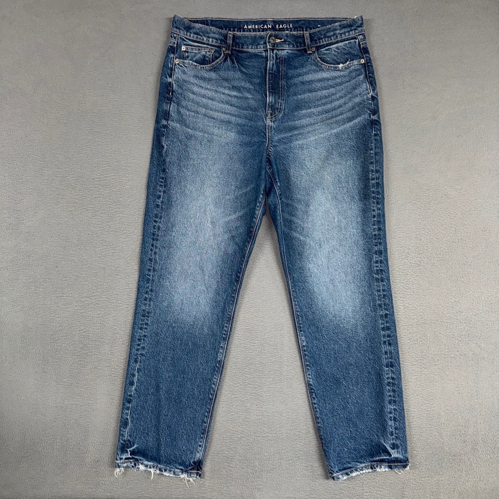 American Eagle Jeans Womens 16 Blue Super High-Rise Straight Stretch Denim